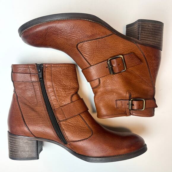 Paul Green Wyatt Leather Booties Ankle Boots Cognac Brown Size 5 - Picture 7 of 10